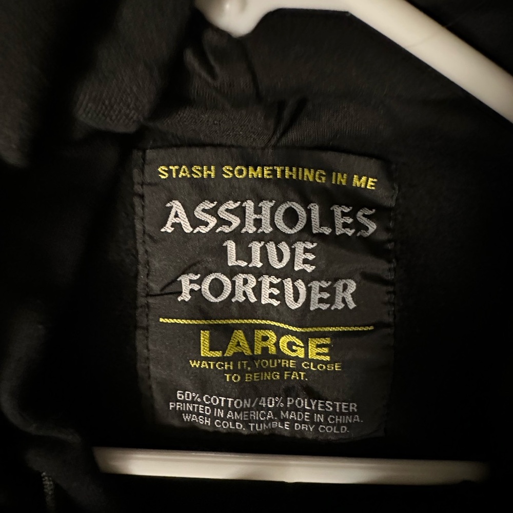 Assholes Live Forever Black Anti Social Butterfly Hoodie - Picture 3 of 3